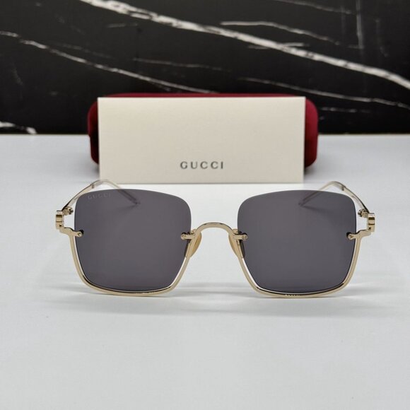 NEW GG1279S 001 GUCCI GOLD/GREY WOMEN GUCCI SUNGLASSES - Picture 1 of 12